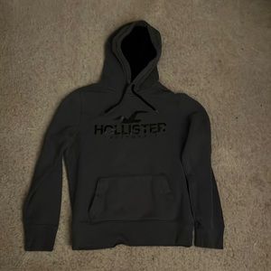 Grey and Black Hollister Hoodie